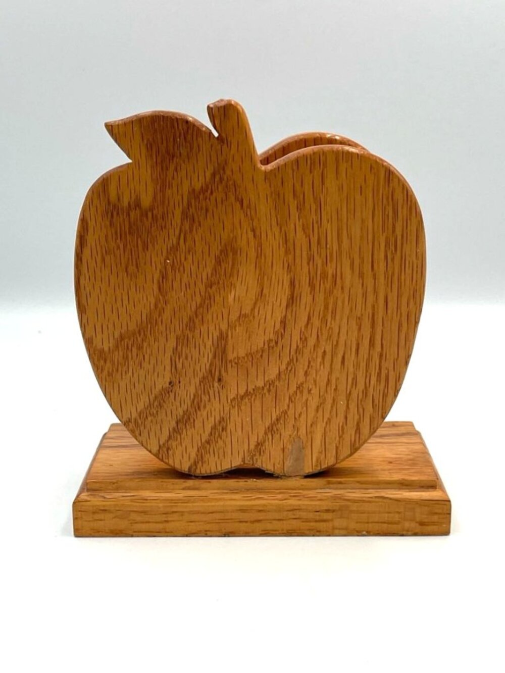 Vintage Wooden Apple Napkin Letter Holder Wood Farmhouse Teacher Neutral